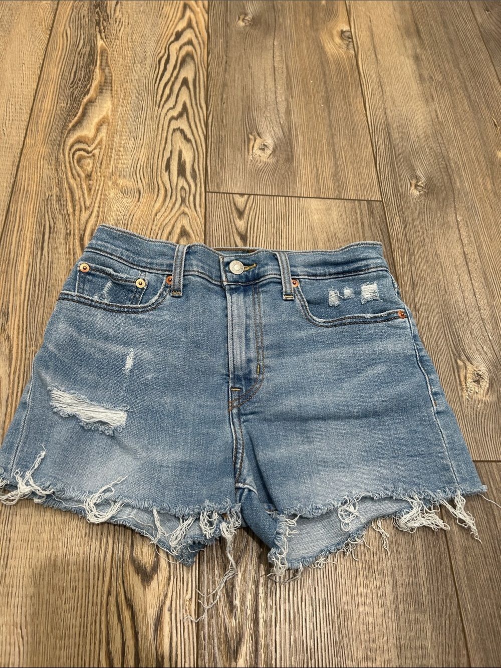 Levi's Light Blue Distressed Denim Cutoff Shorts- Size 27